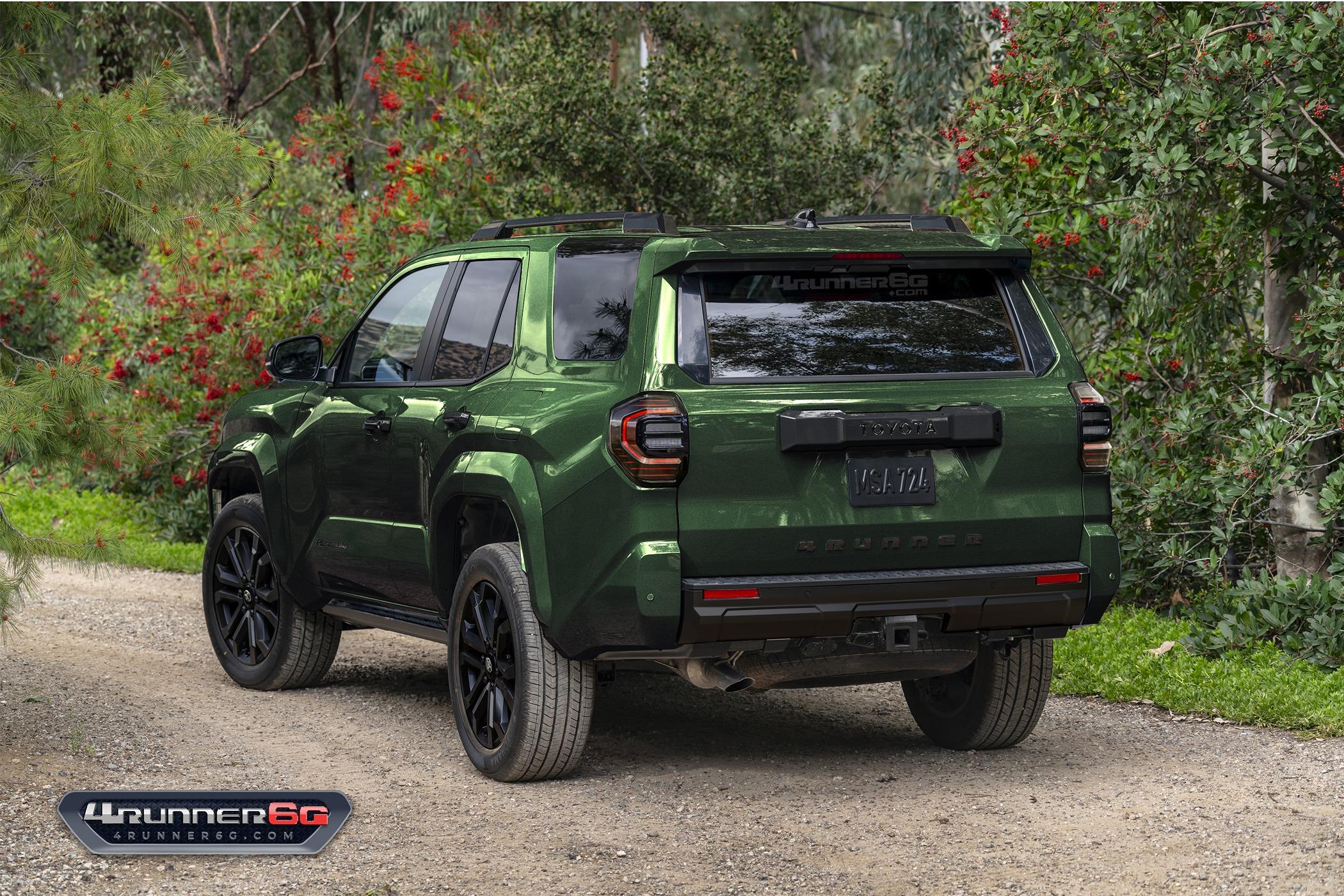 2025 Toyota 4runner Fun colors for 2025 4Runner TRD PRO, Trailhunter, Platinum Trims -- previews Platinum-Dark-Green-Pearl-Rear