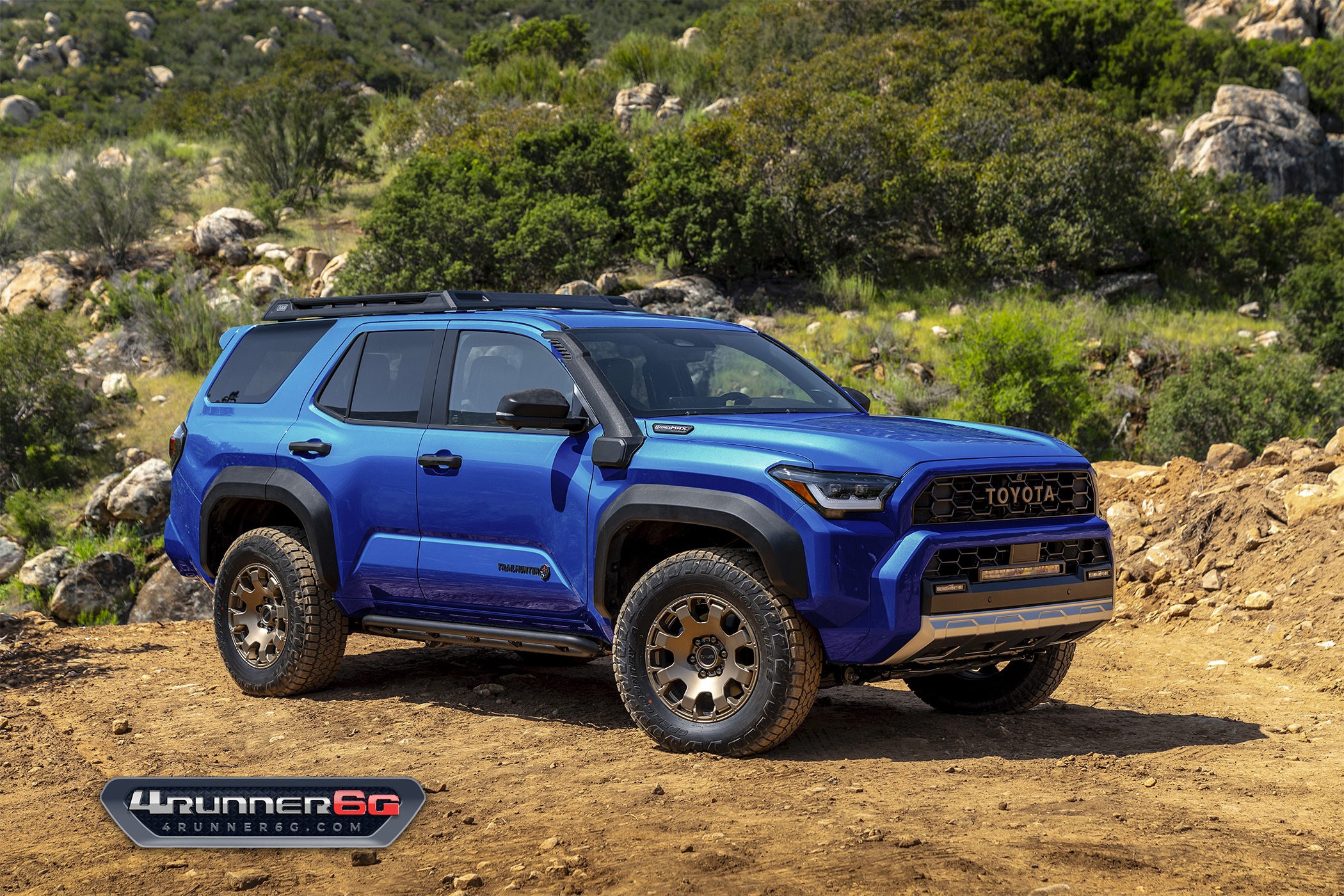 2025 Toyota 4runner Fun colors for 2025 4Runner TRD PRO, Trailhunter, Platinum Trims -- previews Trailhunter-Blue-Crush-Front
