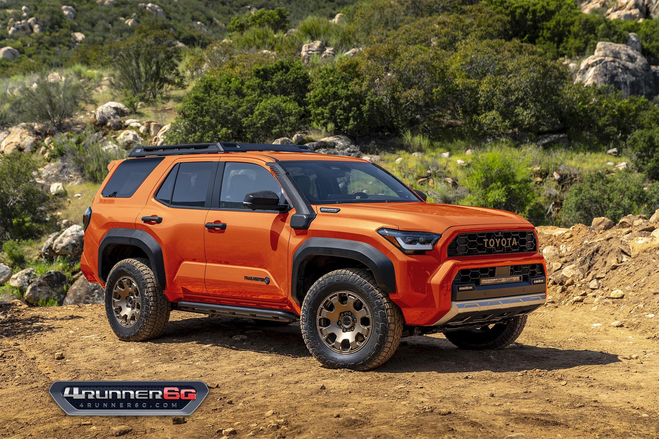 2025 Toyota 4runner Fun colors for 2025 4Runner TRD PRO, Trailhunter, Platinum Trims -- previews Trailhunter-Front-Solar-Octane