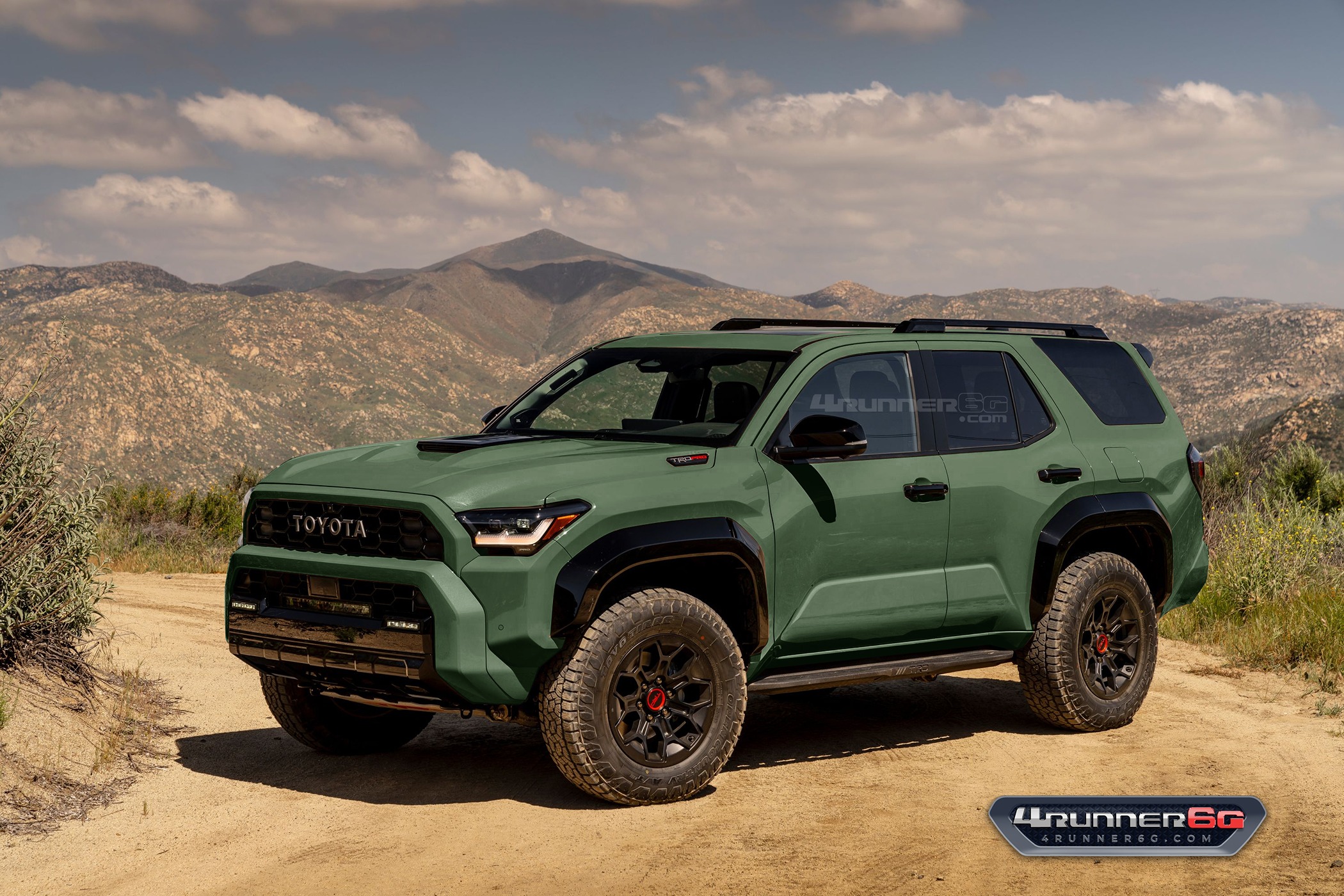 2025 Toyota 4runner Fun colors for 2025 4Runner TRD PRO, Trailhunter, Platinum Trims -- previews TRDpro-Army-Green-Front 
