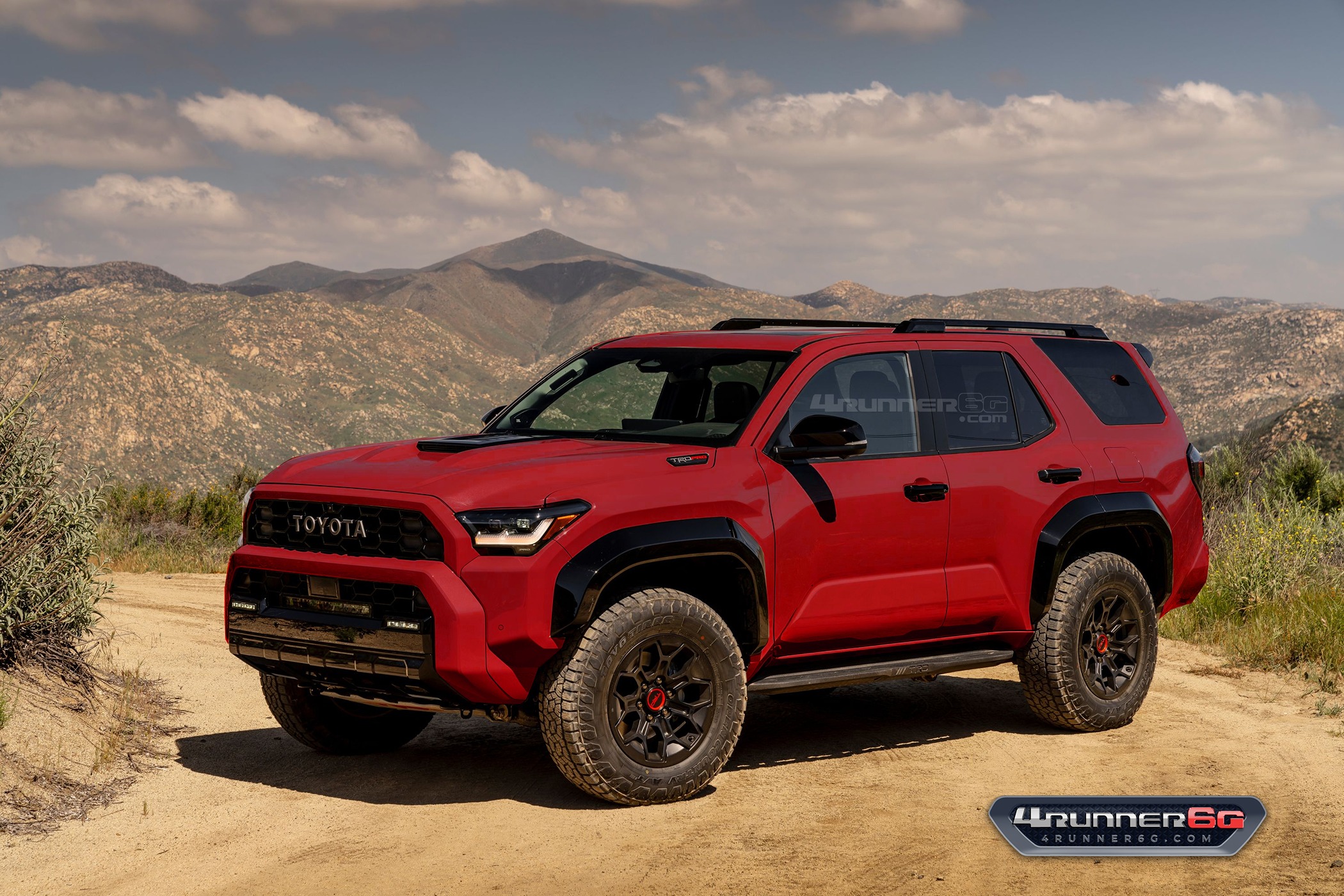 2025 Toyota 4runner Fun colors for 2025 4Runner TRD PRO, Trailhunter, Platinum Trims -- previews TRDpro-Barcelona-Red -Front