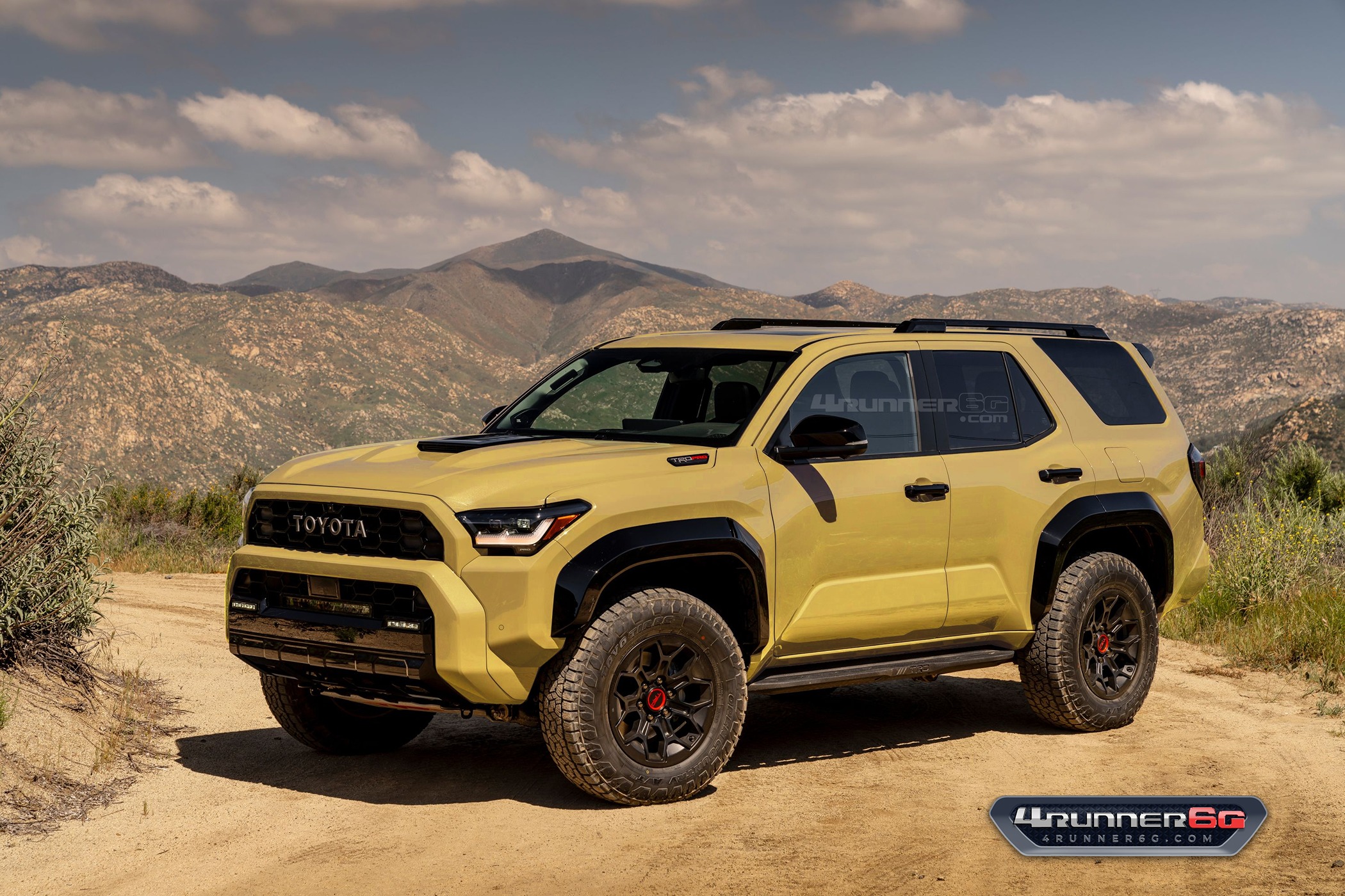 2025 Toyota 4runner Fun colors for 2025 4Runner TRD PRO, Trailhunter, Platinum Trims -- previews TRDpro-Trail-Dust-Front